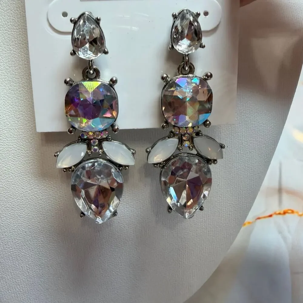 Sparkly Gem Drop Earrings Rhinestone